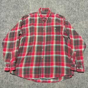 Vintage 90s David Taylor Flannel Shirt Mens XLT Extra Large Tall Red Plaid HK